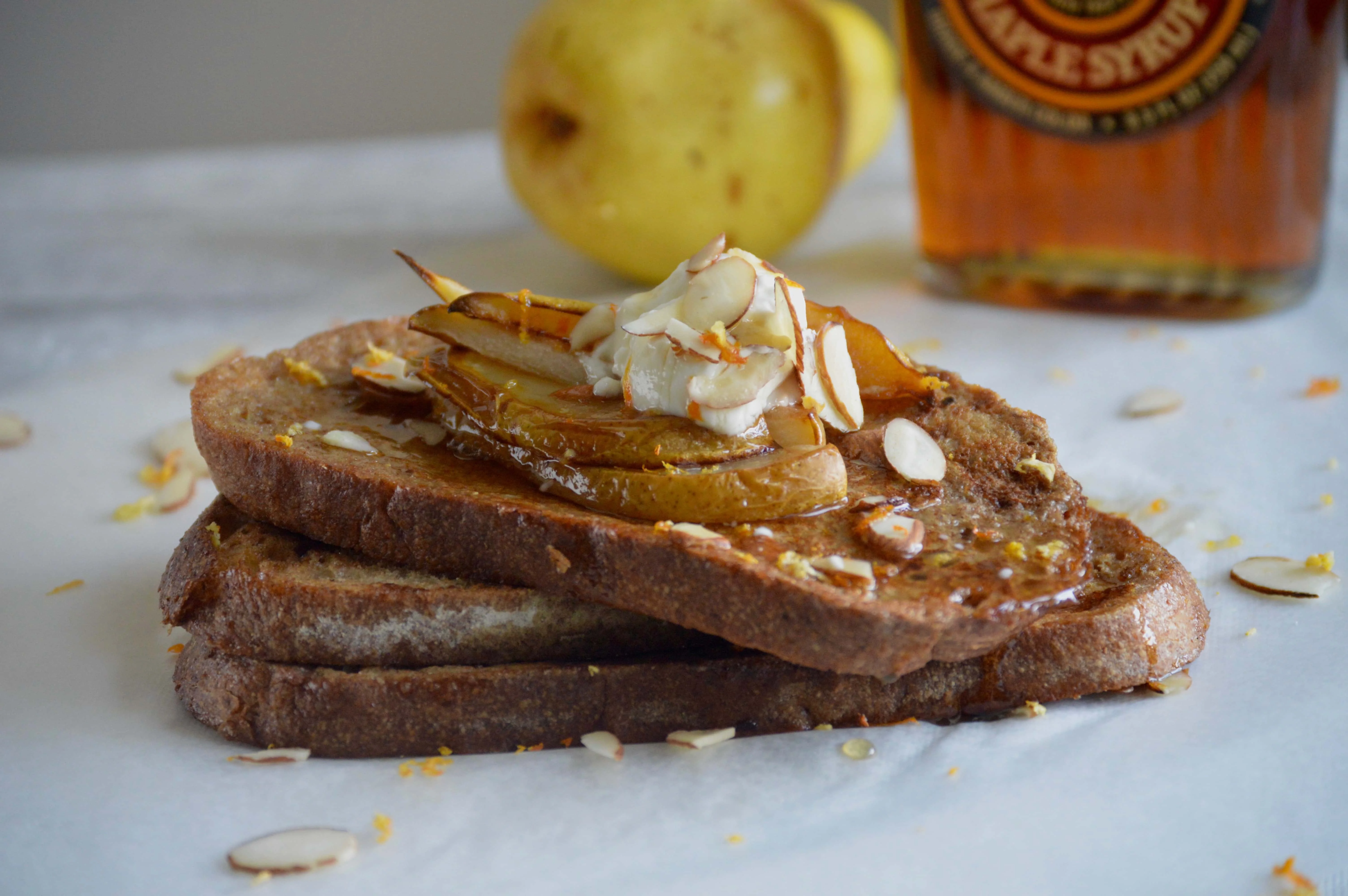 Pear and almond butter on rye