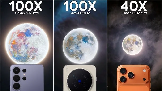 Samsung Galaxy S26 Ultra vs Vivo X300 Pro vs iPhone 17 Pro Max Live Zoom Test Comparison