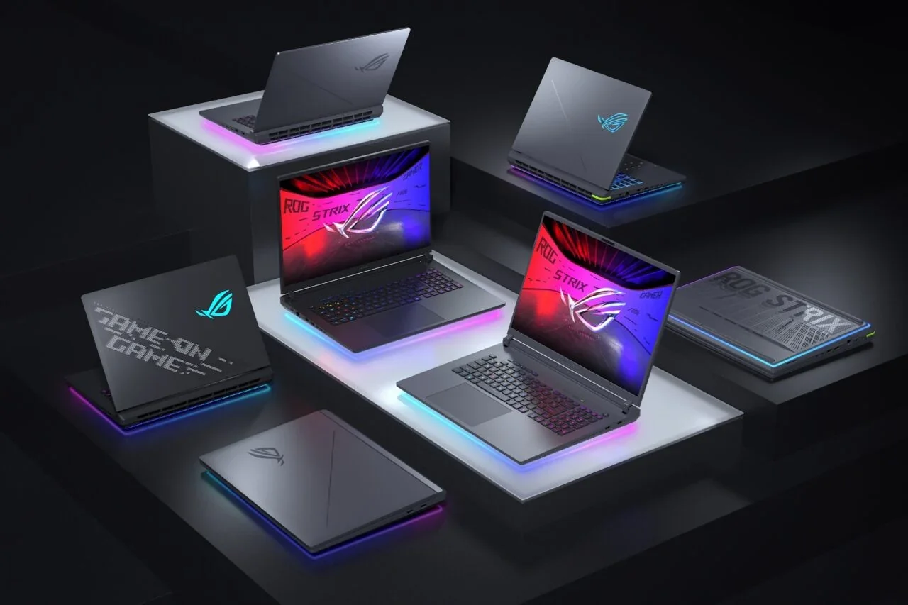 The new Asus ROG Strix family of laptops still has the AniMe lights on the laptop lids. © Asus