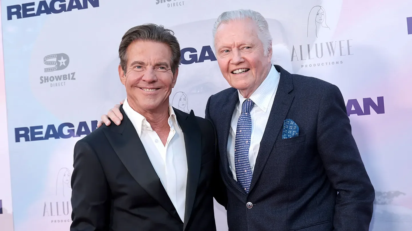 Dennis Quaid with fellow Trump supporter Jon Voight at the premiere of "Reagan" in Hollywood in 2024. (Amy Sussman/Getty Images)