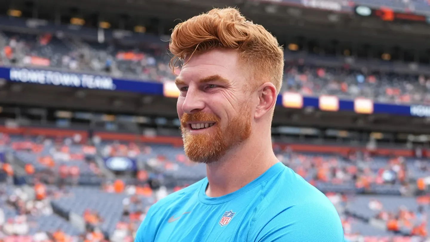 Carolina Panthers quarterback Andy Dalton before a game against the Denver Broncos at Empower Field at Mile High.  (Ron Chenoy-Imagn Images)