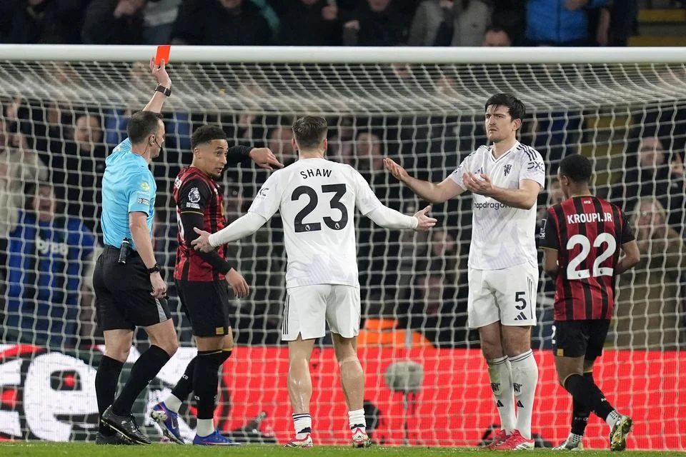 Harry Maguire is sent off (Andrew Matthews/PA)