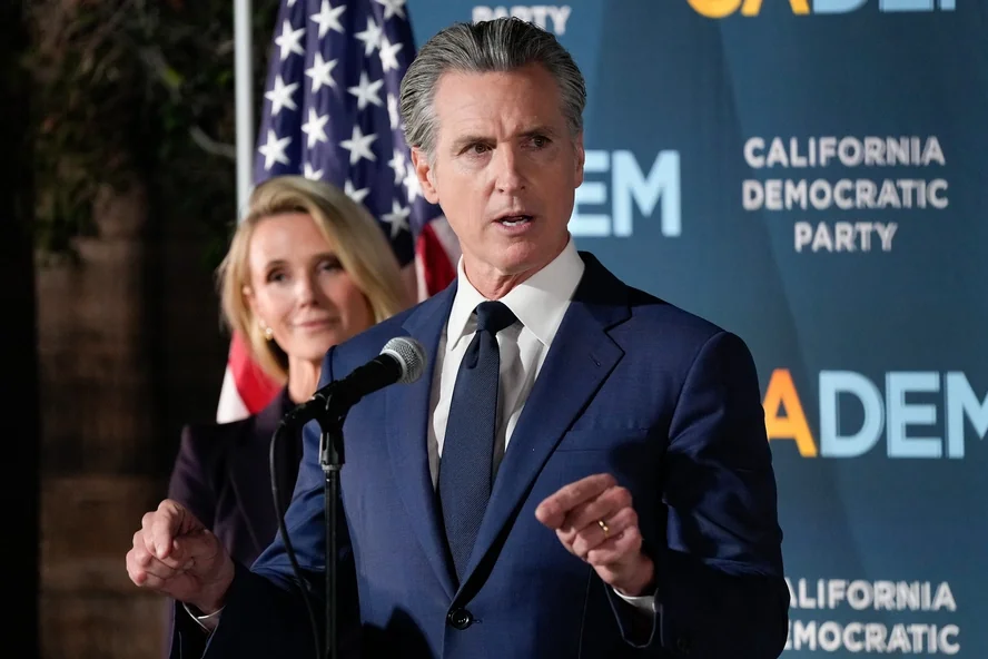 Gov. Gavin Newsom leaned into his role as a party leader by urging other states to emulate California. | Godofredo A. Vásquez/AP