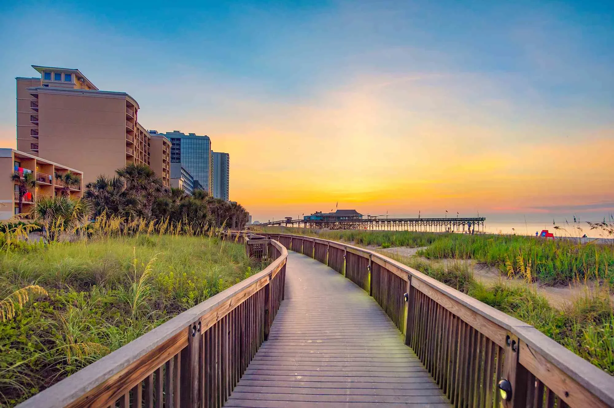 Kruck20/Getty Images  Sunset over Myrtle Beach in South Carolina.