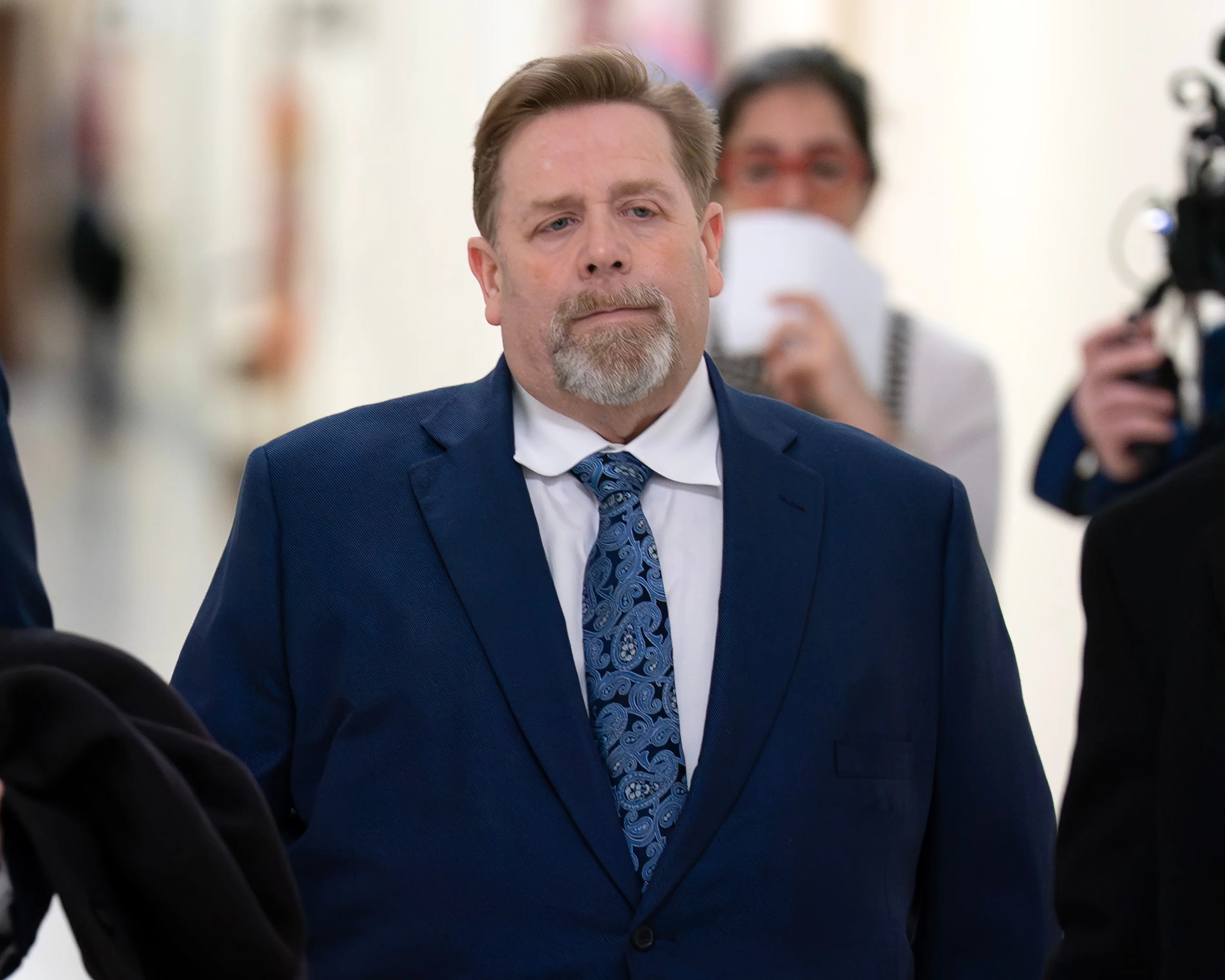 Darren Indyke, Jeffrey Epstein's former lawyer, arrives for his deposition before the House oversight committee on 19 March 2026 on Capitol Hill. Photograph: José Luis Magaña/AP