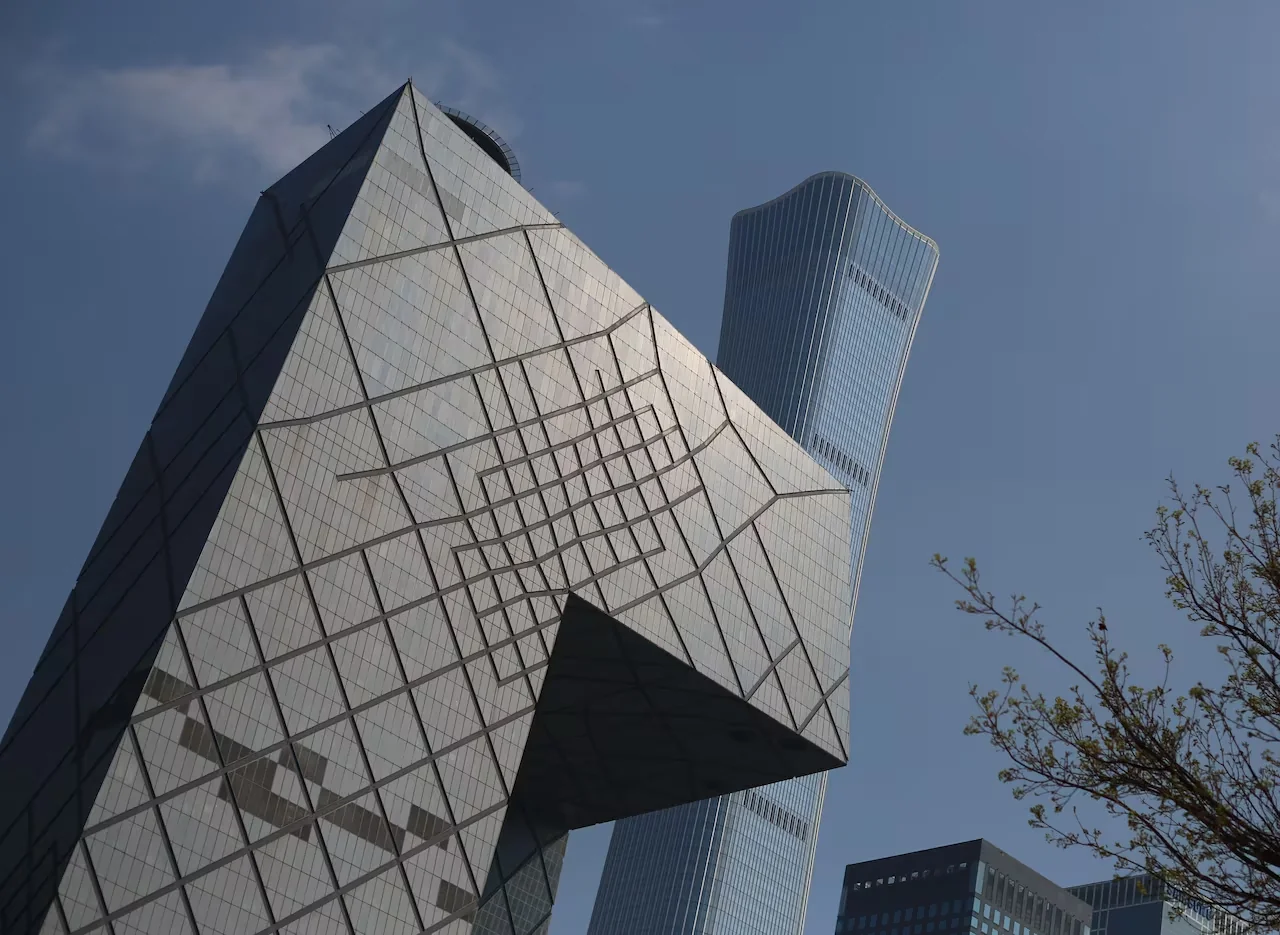 Beijing's iconic CCTV tower is seen in the city's financial district. The total merchandise trade between China and Canada was valued at $124.8 billion in 2025, almost five per cent higher than the previous year. (Lisa Xing/CBC)
