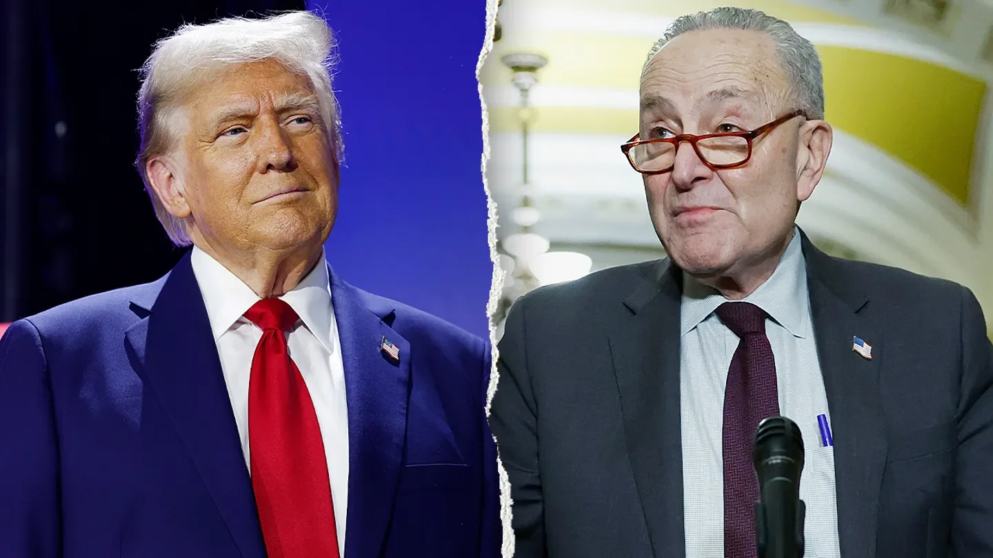 Senate Minority Leader Chuck Schumer, D-N.Y., claimed victory on Wednesday for forcing Republicans to fund President Donald Trump's border security and immigration enforcement agenda outside the normal appropriations process. (Anna Moneymaker/Getty Images; Kevin Dietsch/Getty Images)