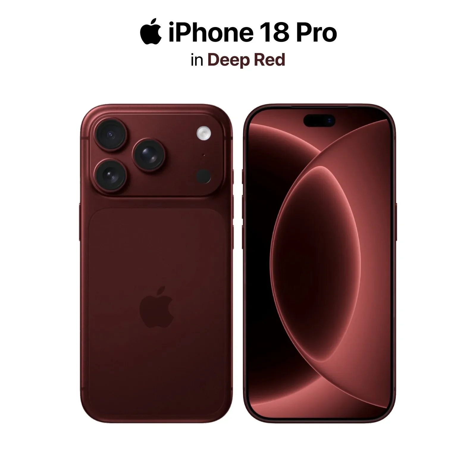 iPhone 18 Pro render in "Deep Red".