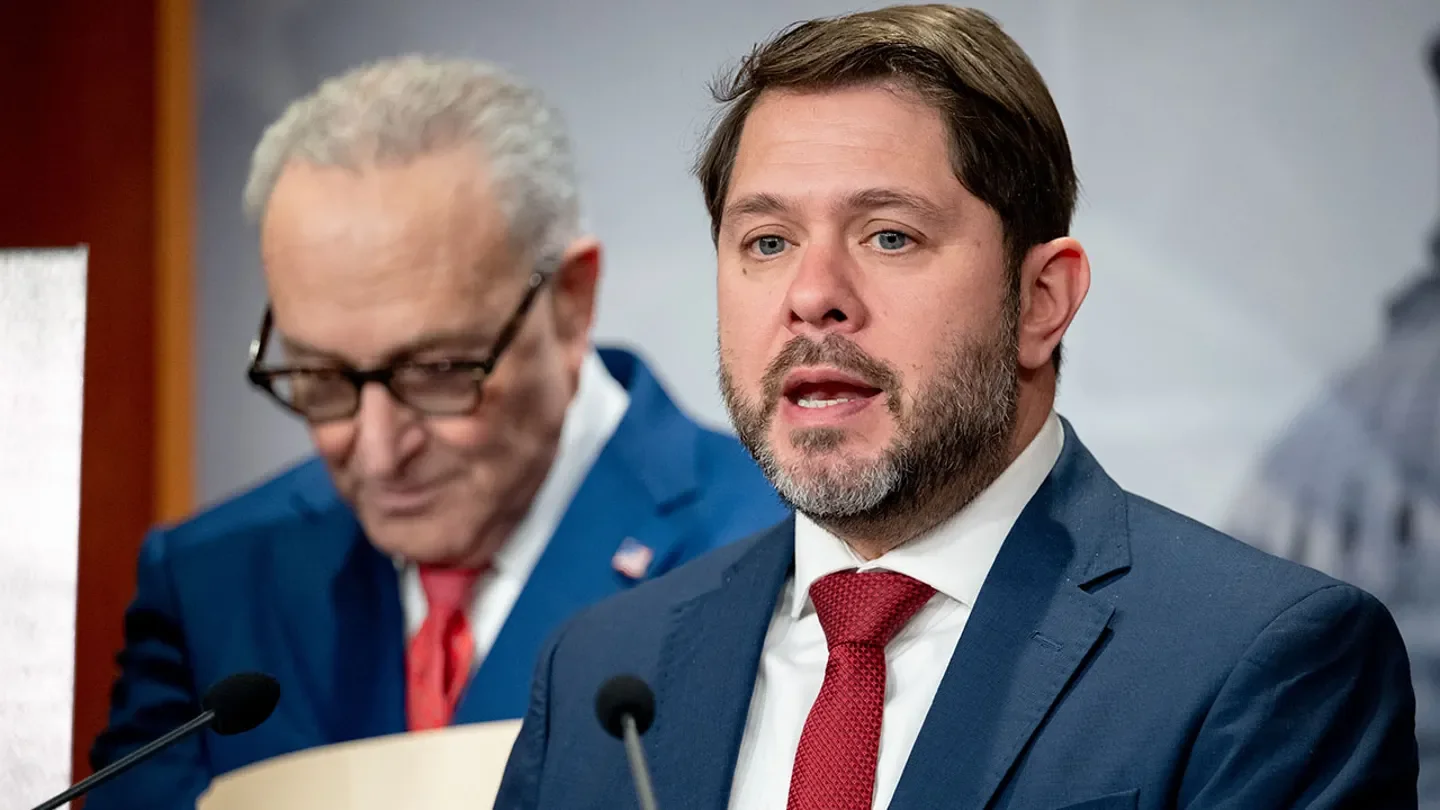 Sen. Ruben Gallego, D-Ariz., demanded that the Trump administration refund billions in tariff revenue following President Donald Trump's stinging Supreme Court loss. (Daniel Heuer/Bloomberg)