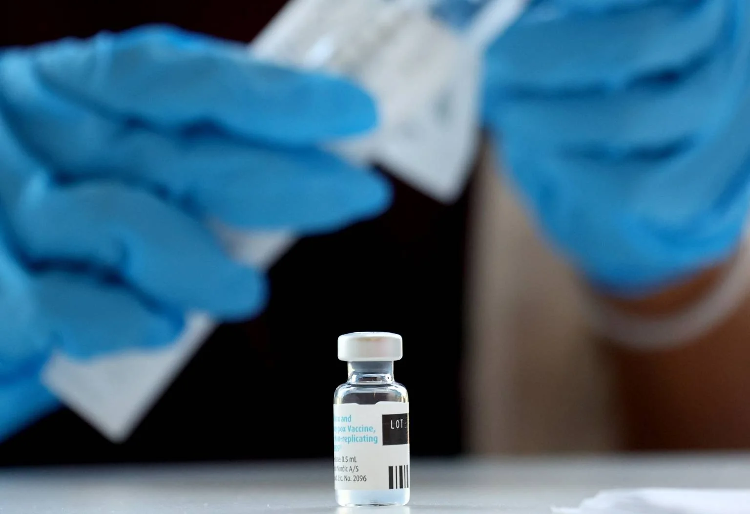 A pharmacist prepares a dose of the Jynneos mpox vaccine at a pop-up vaccination clinic opened by the Los Angeles County Department of Public Health at the West Hollywood Library on Aug. 3, 2022, in West Hollywood, California. (Mario Tama/Getty Images)