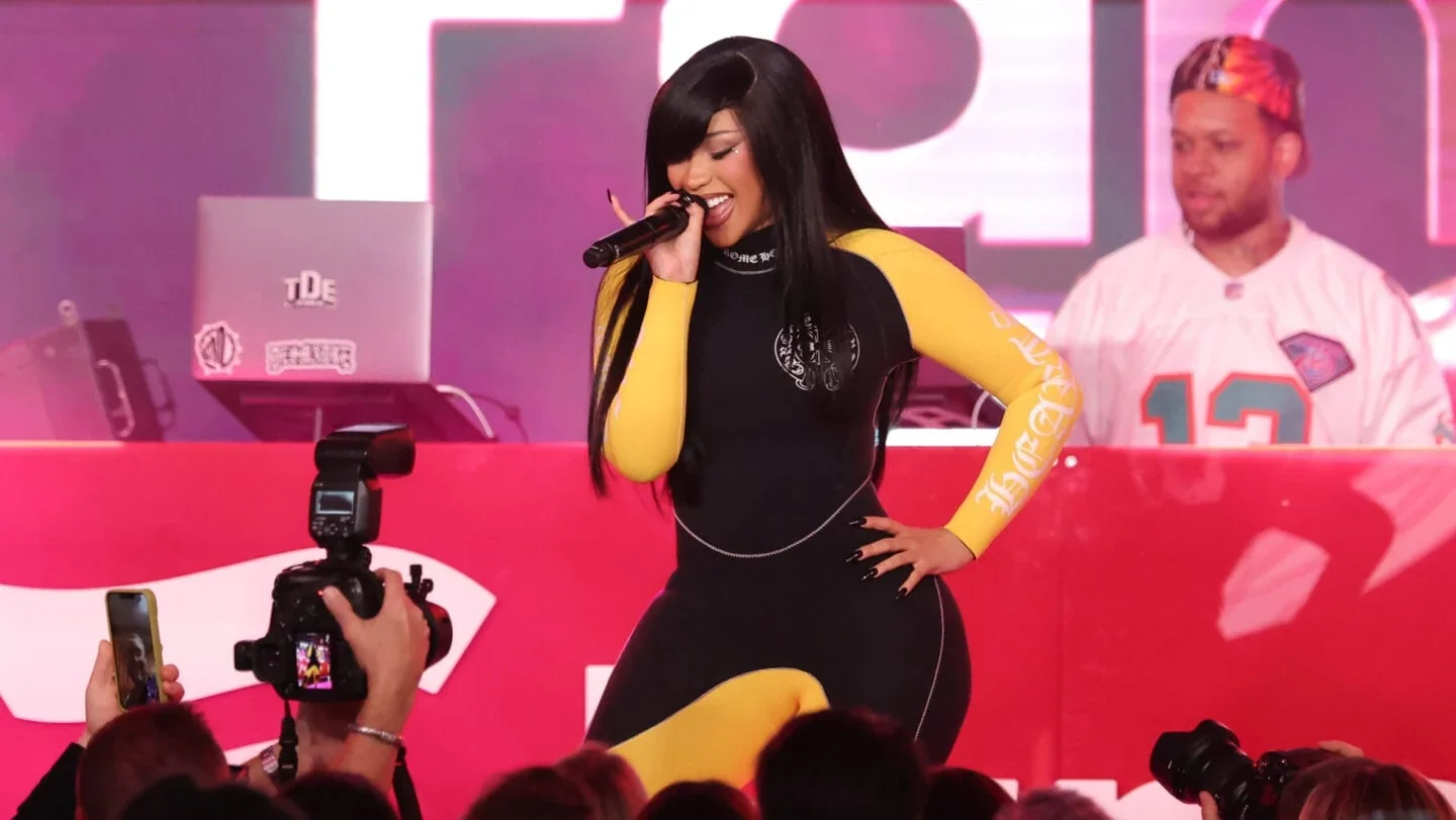 Cardi B performs onstage during the 2026 Fanatics Super Bowl Party at Pier 48 in San Francisco on February 07, 2026 in San Francisco, California. (Photo by Rich Polk/Getty Images for Fanatics)