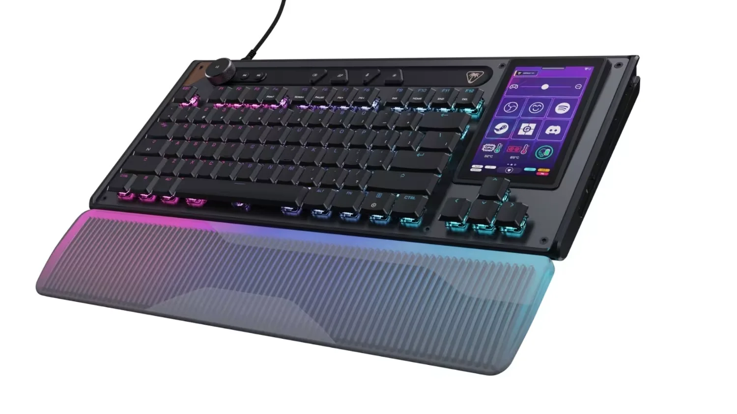 The new Turtle Beach Command Series KB7 TKL Hall-Effect Wired Keyboard, image credit: Turtle Beach.   Read more: https://www.tweaktown.com/news/111234/turtle-beach-announces-new-command-series-keyboard-and-mice-lineup-with-integrated-touchscreens/index.html