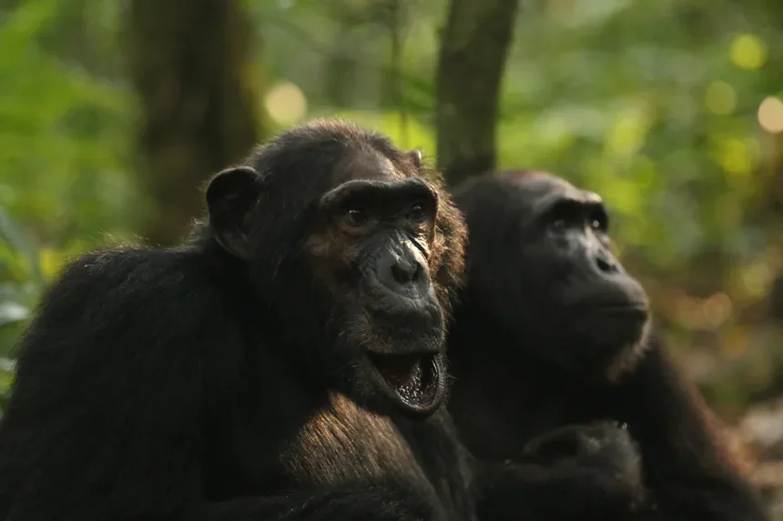 BF (left) was the last male to go between the Central and Western chimps and was close with Basie. Aaron Sandel