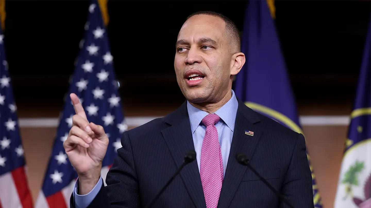 House Minority Leader Hakeem Jeffries speaks at a press conference on Department of Homeland Security funding at the U.S. Capitol in Washington, D.C., on Feb. 4, 2026. (Kevin Dietsch/Getty Images)