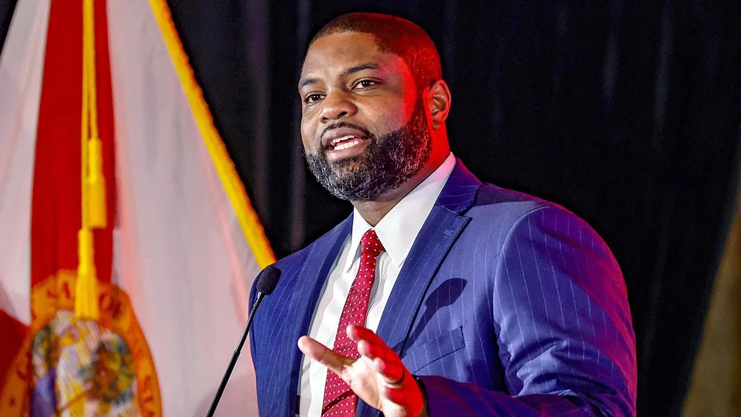 Rep. Byron Donalds of Naples speaks during CPAC Latino 2025 at Seminole Hard Rock Hotel & Casino in Hollywood, Fla., on June 28, 2025. He is running for Florida governor in the 2026 election. (Al Diaz/Miami Herald/Tribune News Service)