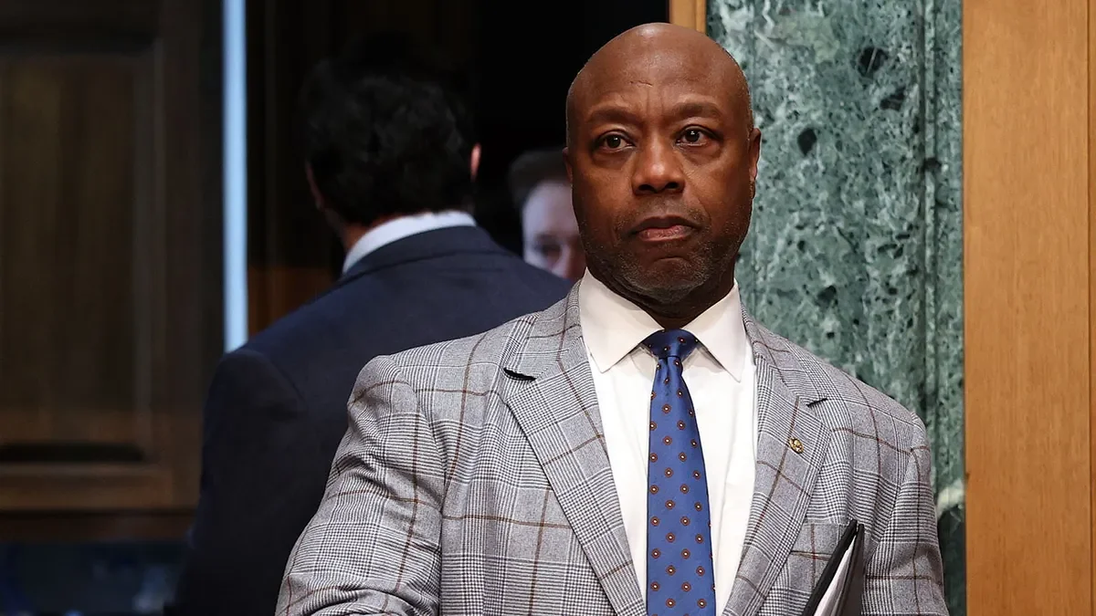 Sen. Tim Scott, R-S.C., arrives at a Senate hearing in Washington, D.C., on Feb. 5, 2026. (Kevin Dietsch/Getty Images)