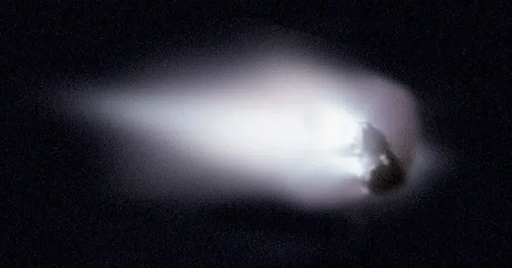 In 1986, the European spacecraft Giotto became one of the first spacecraft to encounter and photograph the nucleus of a comet, passing and imaging Halley’s nucleus as it receded from the Sun. Halley Multicolor Camera Team, Giotto Project, ESA