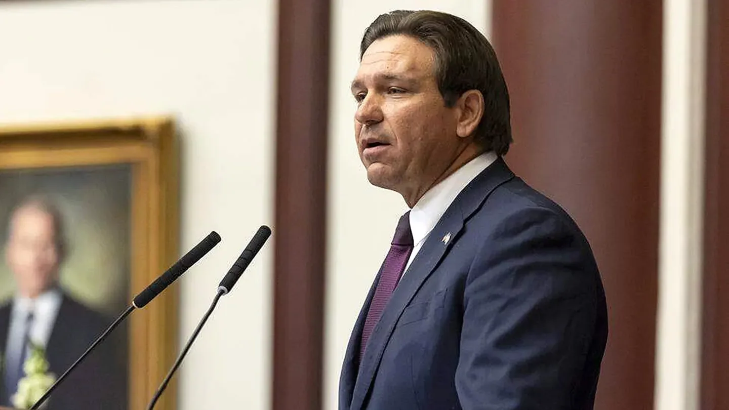 Florida Gov. Ron DeSantis delivers his State of the State address during the first day of the legislative session at the Florida State Capitol in Tallahassee on Jan. 13, 2026. (Matias J. Ocner/Miami Herald/Tribune News Service)